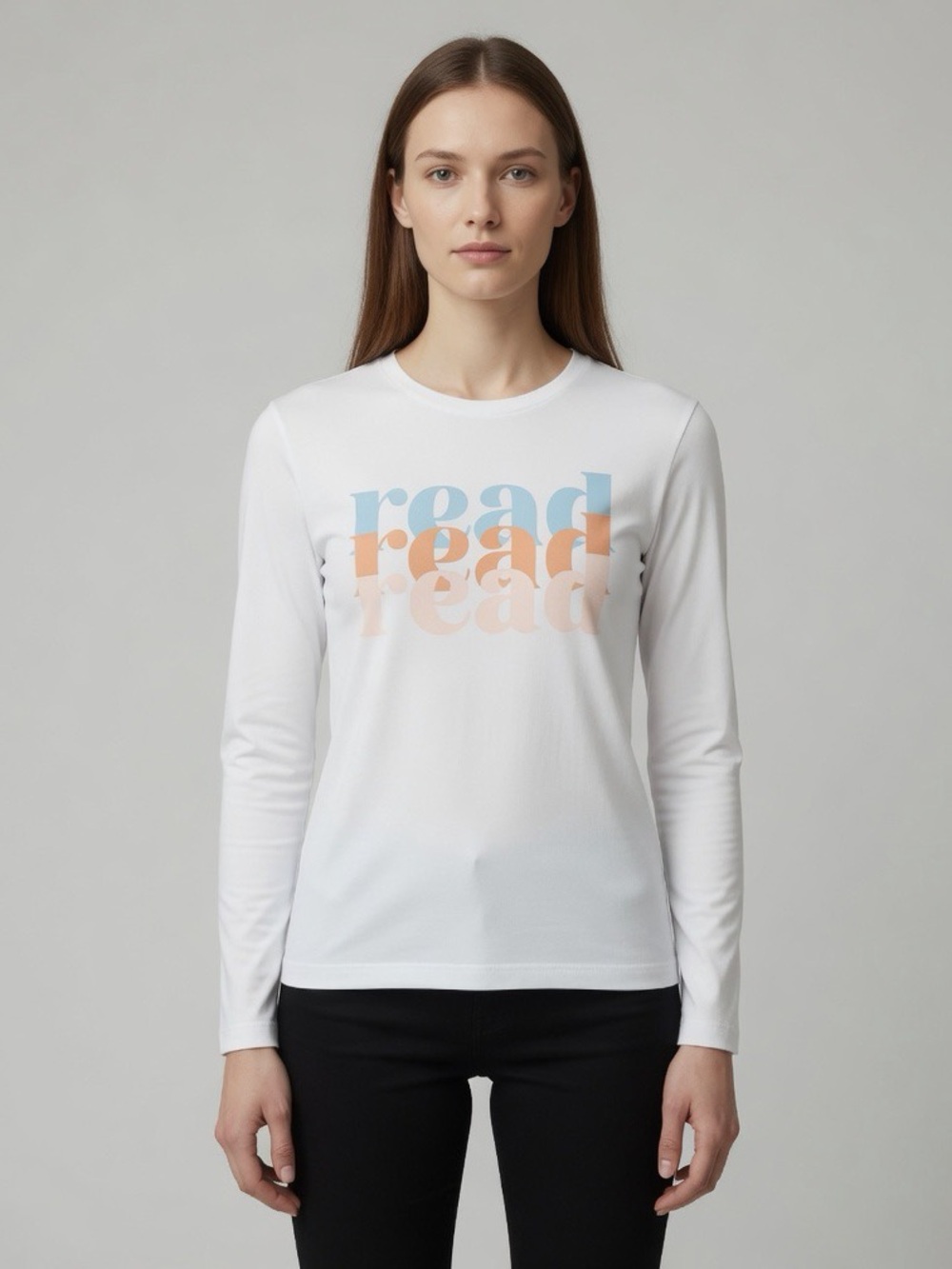 NEW Sz M Bella + Canvas 100% Cotton Vanilla Color “Read” Long Sleeve T-shirt
